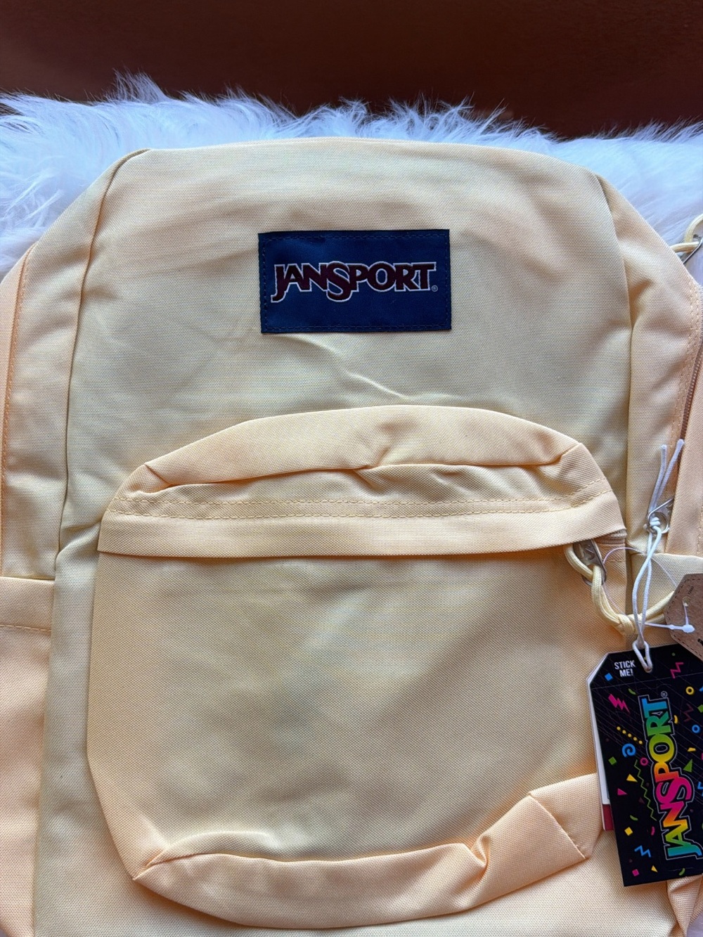 Jansport White Backpack with Blue Floral Pattern